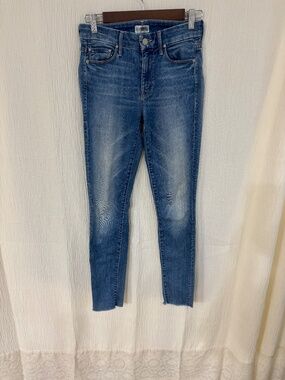 Mother The Looker Ankle Fray High Waisted Med Wash Jeans Size 26